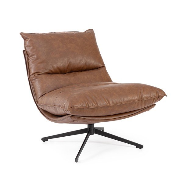 Koňakovohnedé kreslo s úložným priestorom z imitácie kože Alanez – Bizzotto