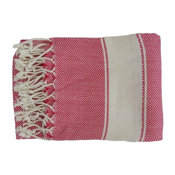 Červená ručne tkaná osuška z prémiovej bavlny Elmas, 100 × 180 cm