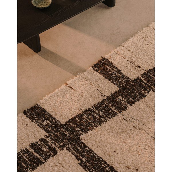 Krémový obojstranný vlnený koberec 160x230 cm Hadin – Kave Home-image-2