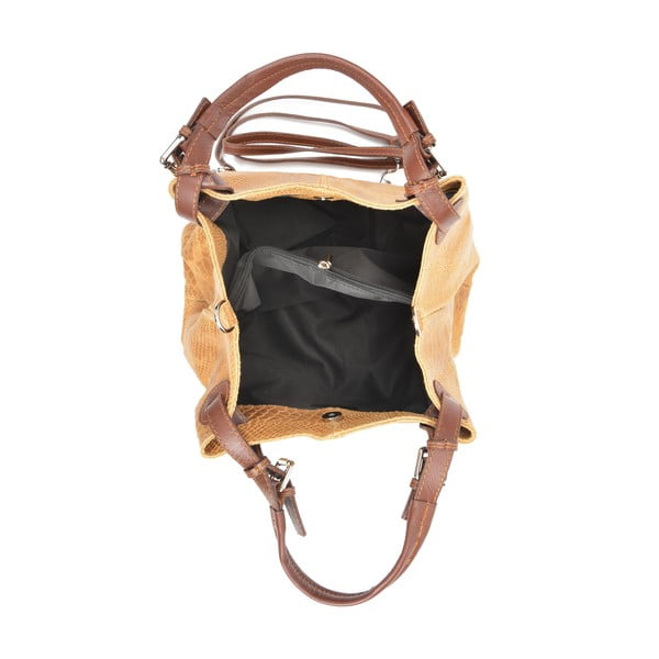 Koňakovohnedá kožená kabelka Luisa Vannini Python Cognac-image-3