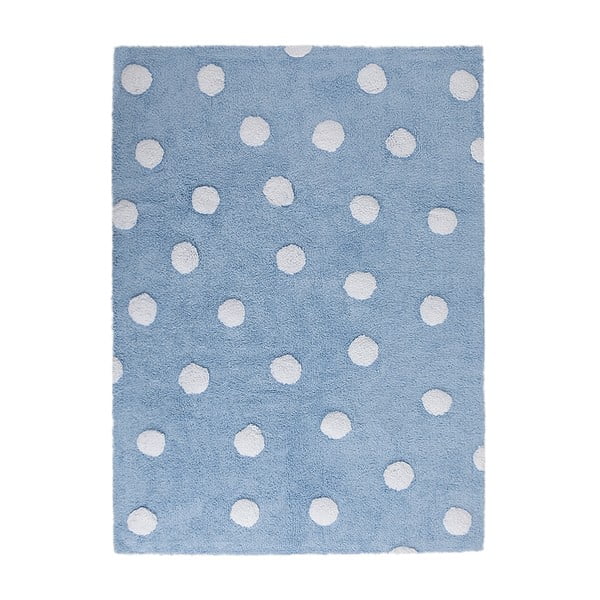 Modrý bavlnený ručne vyrobený koberec Lorena Canals Polka, 120 x 160 cm