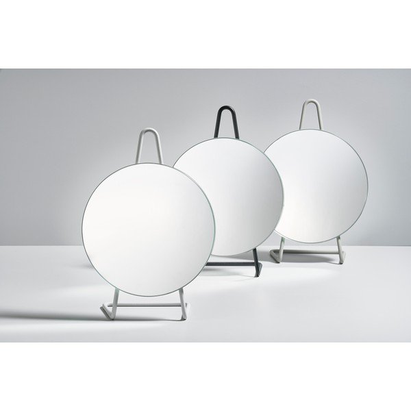 Sivé oceľové stolové kozmetické zrkadlo Zone A-Mirror Soft Grey, ø 31 cm-image-1