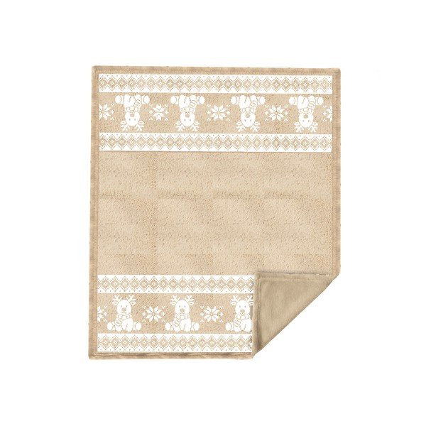 Béžová flanelová deka s vianočným motívom 130x160 cm XMAS – Tiseco Home Studio