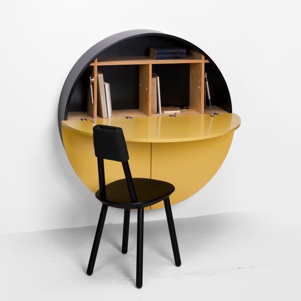 Žlto-čierny multifunkčný nástenný stôl Pill EMKO-image-2