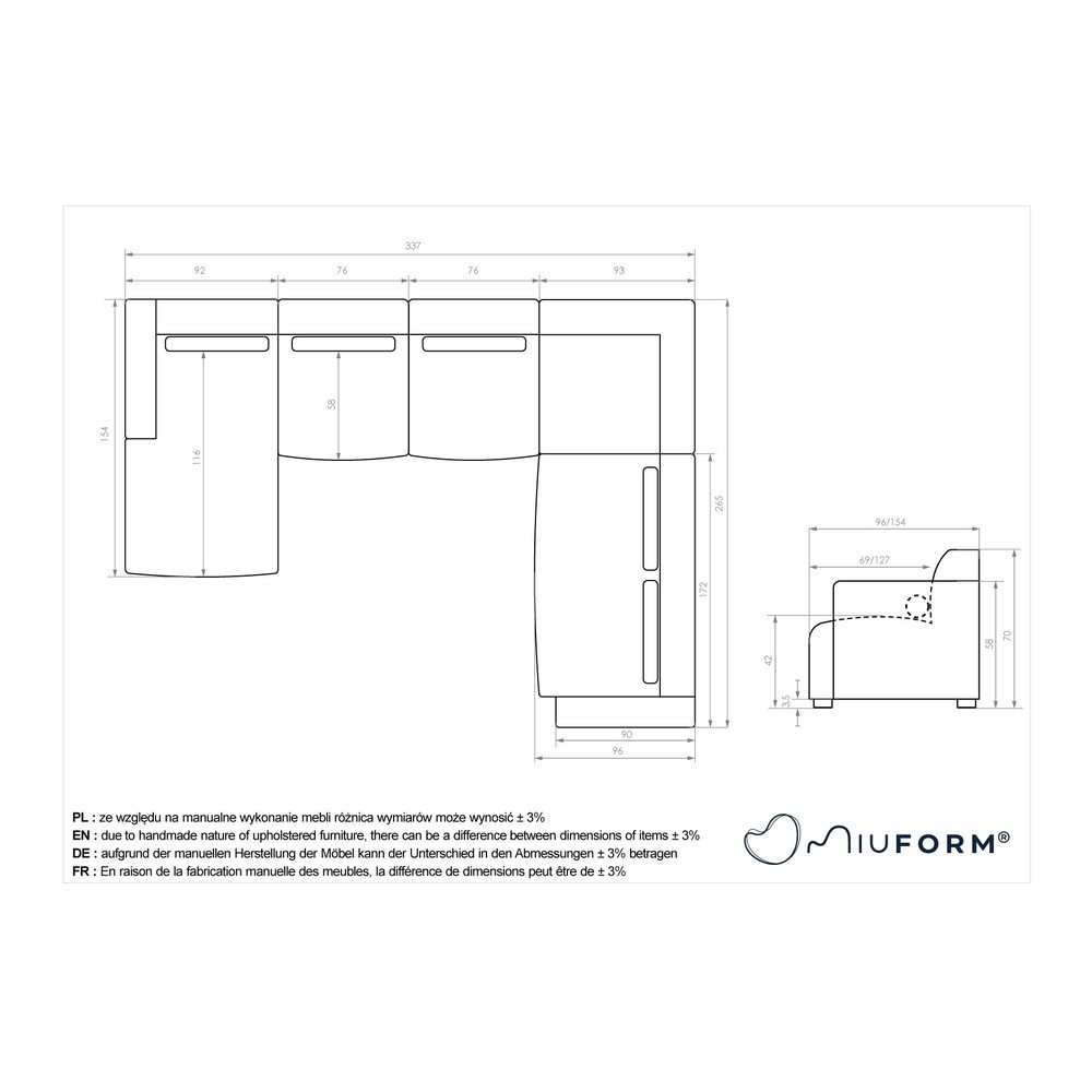 Svetlosivá rohová pohovka (pravý roh/do tvaru "U") Flex Felix – Miuform