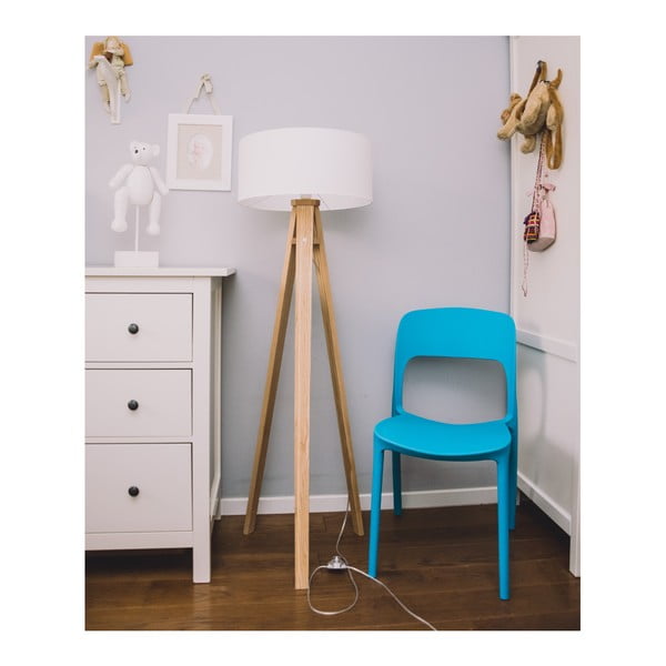 Stojacia lampa s bielym tienidlom a transparentným káblom Ragaba Wanda-image-2