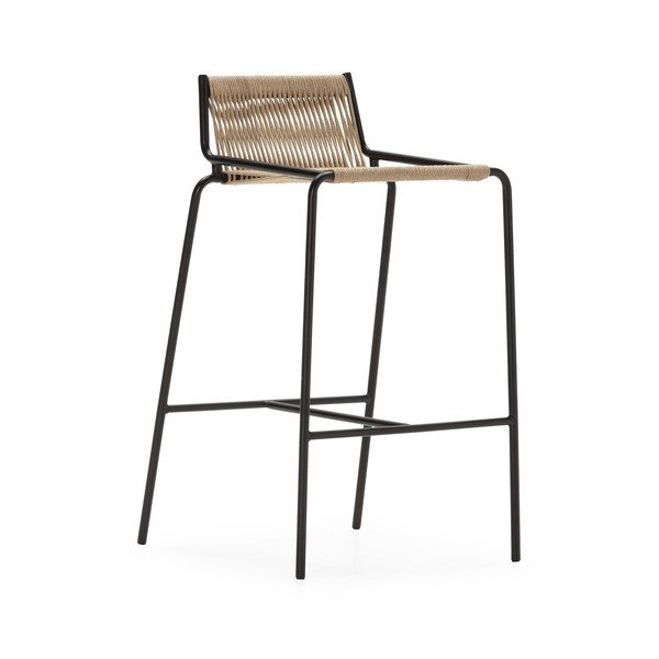 Béžová kovová barová stolička (výška sedadla 65 cm) Emily – Marckeric