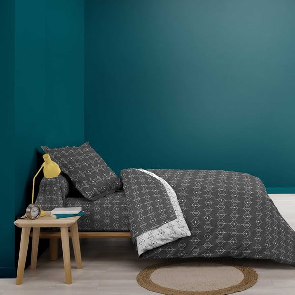 Tmavosivá napínacia bavlnená plachta 90x190 cm Aristide – douceur d'intérieur-image-1