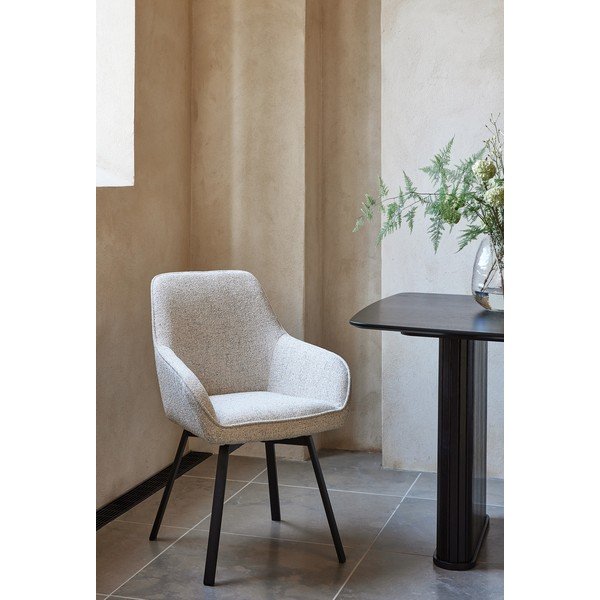 Svetlosivé čalúnené jedálenské kreslo s podrúčkami Alma – Unique Furniture-image-1