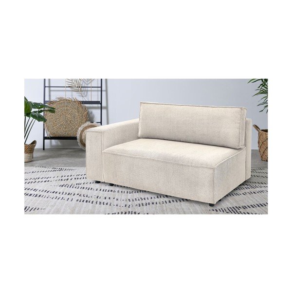 Krémovobiely menčestrový modul pohovky (ľavý roh) Nihad modular – Bobochic Paris-image-1