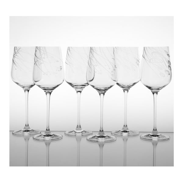 Ateliér Žampach, set 6 ks pohárov na biele víno Traviny dole