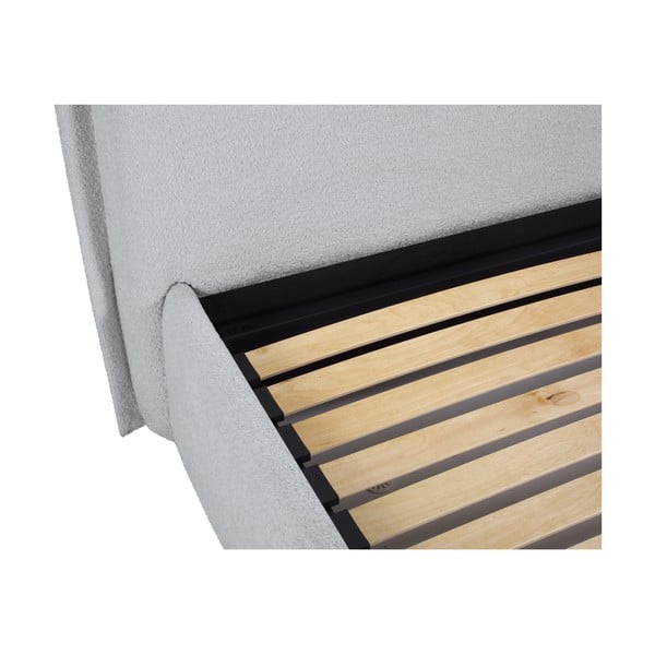 Sivá čalúnená dvojlôžková posteľ s úložným priestorom a roštom 180x200 cm Armie – Milo Casa-image-4