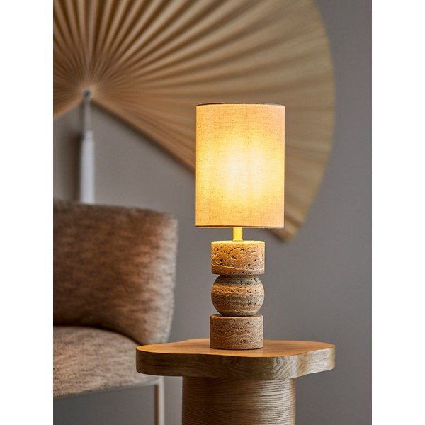 Kamenná stolová lampa v prírodnej farbe s textilným tienidlom (výška  53 cm) Marci – Bloomingville-image-2
