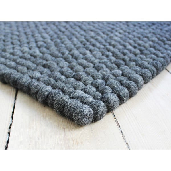 Antracitovosivý guľôčkový vlnený koberec Wooldot Ball rugs, 120 x 180 cm