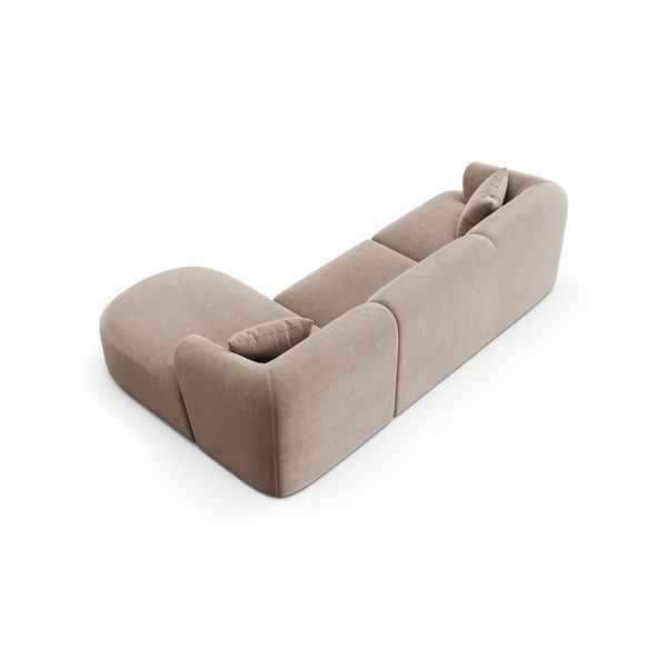 Svetlohnedá zamatová rohová pohovka (pravý roh/s leňoškou) Campi – Cosmopolitan Design-image-4