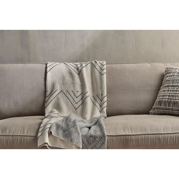 Béžovo-čierna bavlnená prikrývka Nkuku Kosumi Peak, 180 x 125 cm-image-1