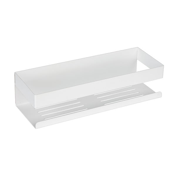 Matne biela kúpeľňová polička bez vŕtania Turbo-loc z nehrdzavejúcej ocele Genova – Wenko