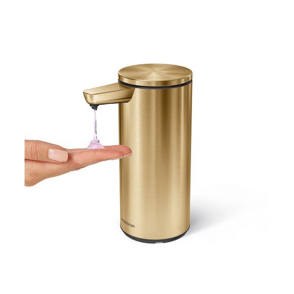 Bezdotykový oceľový dávkovač mydla v lesklo zlatej farbe 266 ml – simplehuman-image-2