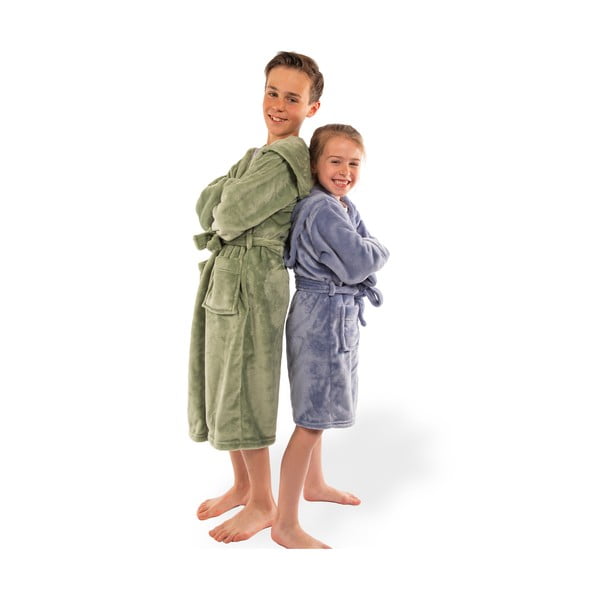 Modrý detský župan z mikroplyšu veľkosť 122-128 Delux – Tiseco Home Studio-image-4