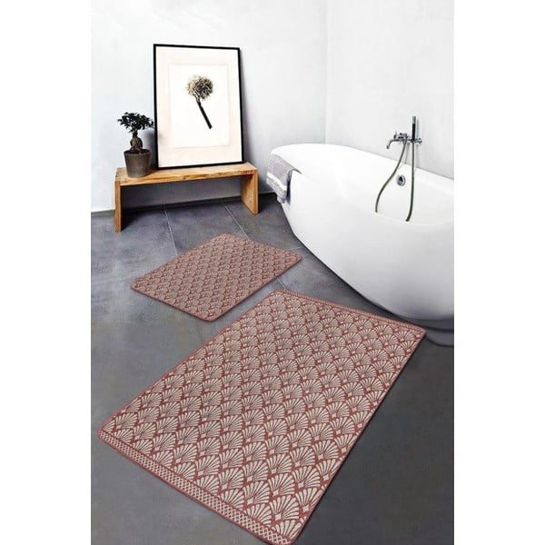 Hnedé zamatové kúpeľňové predložky v súprave 2 ks 60x100 cm – Mila Home-image-2