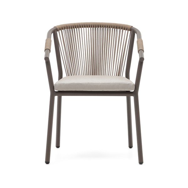 Béžová kovová záhradná stolička Xelida - Kave Home-image-1