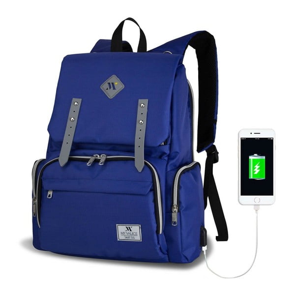 Modrý batoh pre mamičky s USB portom My Valice MOTHER STAR Baby Care Backpack