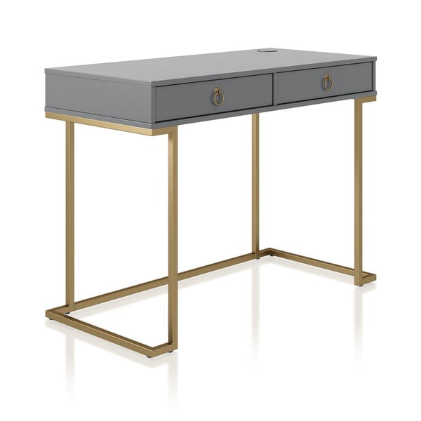 Sivý pracovný stôl CosmoLiving by Cosmopolitan Camila-image-1