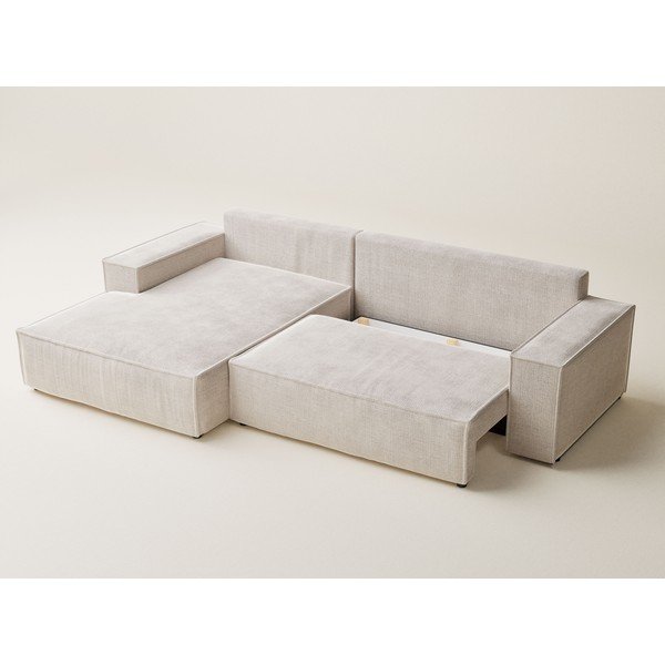 Krémová ženilková rozkladacia/s úložným priestorom rohová pohovka (ľavý roh/s leňoškou) Maze – Maison de Rêve-image-3