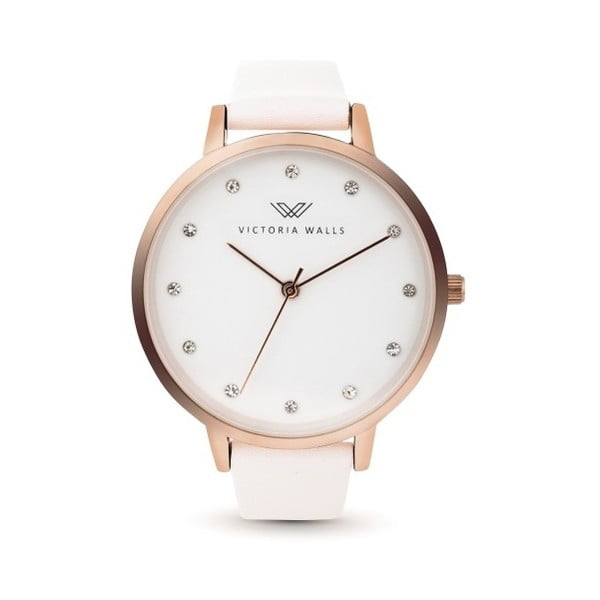 Dámske hodinky s bielym koženým remienkom Victoria Walls Dusk