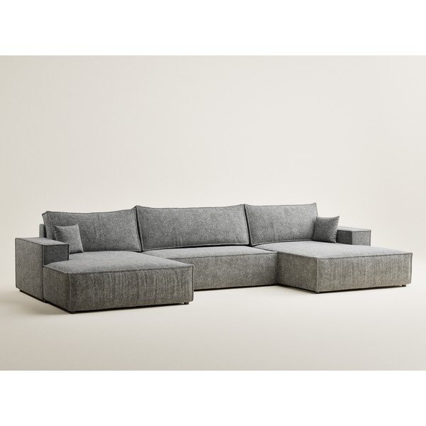 Sivá ženilková rozkladacia/s úložným priestorom rohová pohovka (do tvaru "U") Kyoto – Maison de Rêve-image-2