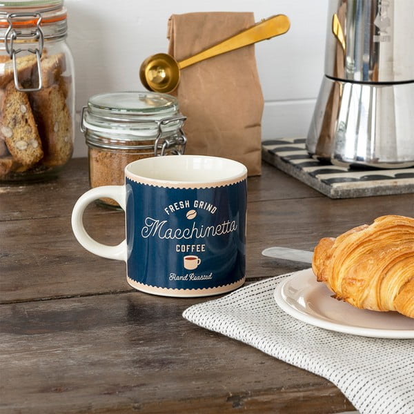 Tmavomodrý/krémový keramický hrnček 350 ml Macchinetta – Rex London-image-1
