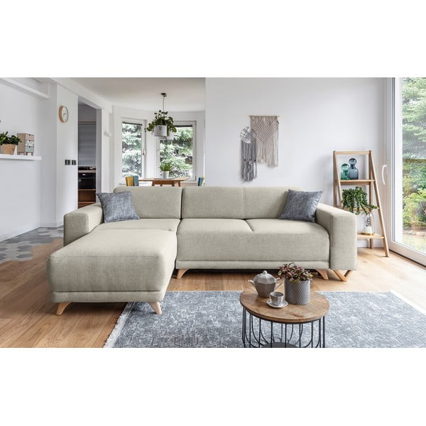 Béžová rozkladacia/s úložným priestorom rohová pohovka Classy Sophie – Miuform-image-1