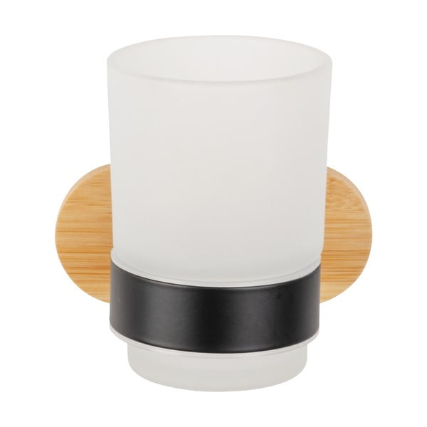 Samodržiaci sklenený téglik na zubné kefky v čiernej a prírodnej farbe Orea Bamboo – Wenko-image-4