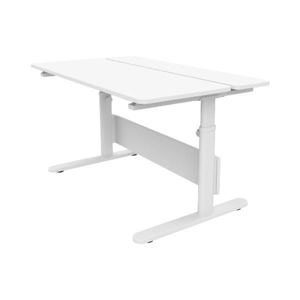 Biely písací stôl s nastaviteľnou výškou Flexa Evo Split