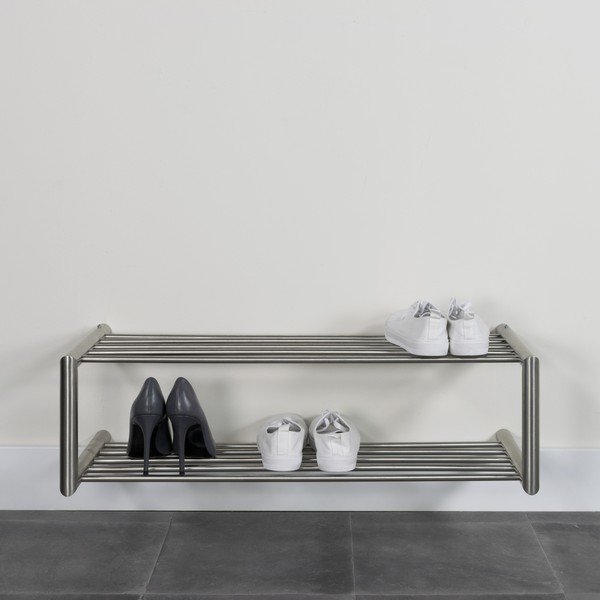 Kovová závesná skrinka na topánky v striebornej farbe 80x23x33,5 cm Soenz – Spinder Design-image-3