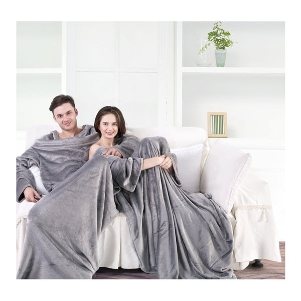 Sivá televízna deka z mikrovlákna DecoKing Lazy, 200 × 170 cm-image-3