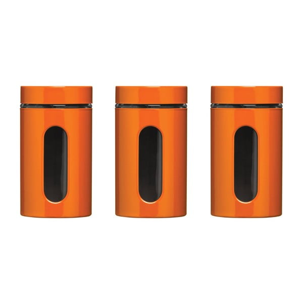 Sada 3 oranžových dóz s vekami Premier Housewares Orange Jars