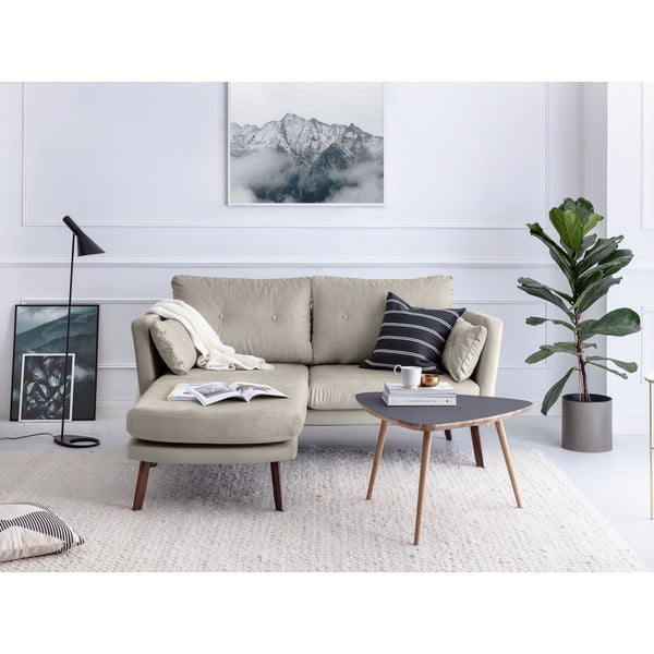 Svetlobéžová trojmiestna pohovka Mazzini Sofas Elena, s leňoškou na ľavom rohu-image-1