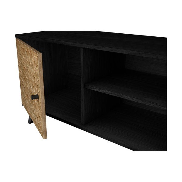 Čierny TV stolík v dekore exotického dreva 136x53 cm Hanoi - Marckeric-image-1