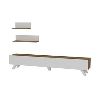 Biela/prírodná TV súprava v dekore orecha 60x14,5 cm Amerika - Kalune Design