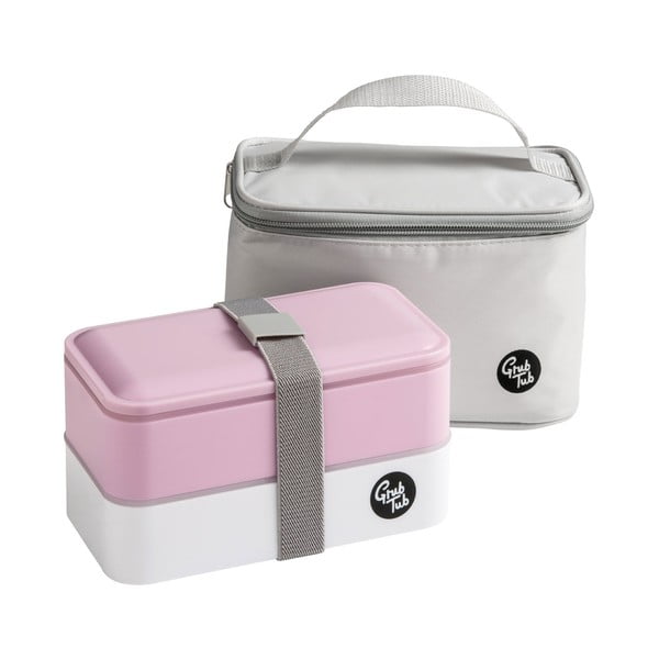 Set ružového desiatového boxu a tašky Premier Housewares Grub Tub, 21 × 13 cm