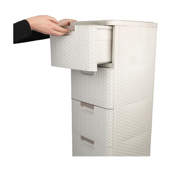 Krémová plastová vysoká kúpeľňová skrinka 33x79 cm Rattan – Curver-image-1