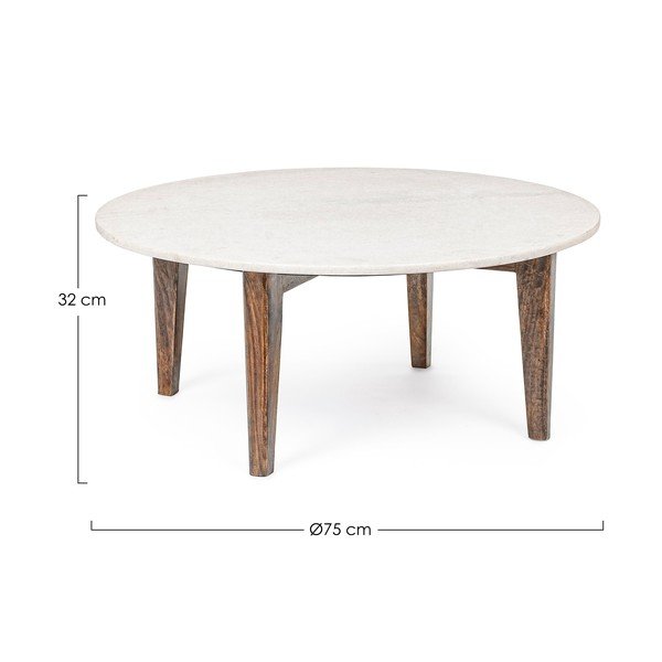 Biely/v prírodnej farbe okrúhly konferenčný stolík s mramorovou doskou ø 75 cm Sylvester – Bizzotto-image-2