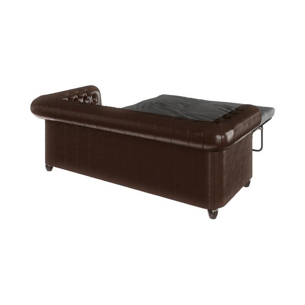 Tmavohnedá rozkladacia pohovka z imitácie kože 203 cm York - Ropez-image-4