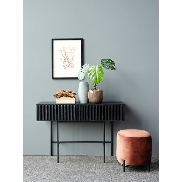 Čierny konzolový stolík z dubového dreva a s kovovými nohami Canett Oxford, dĺžka 120 cm-image-3