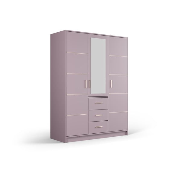 Ružová šatníková skriňa so zrkadlom 147x200 cm Burren - Cosmopolitan Design-image-2