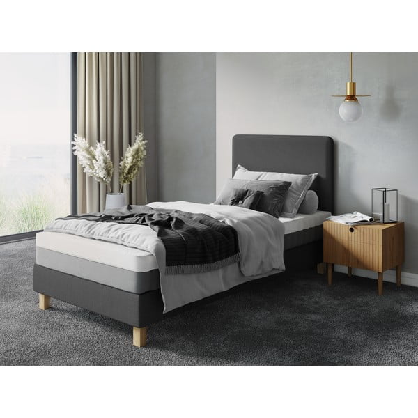 Tmavosivá čalúnená jednolôžková posteľ s roštom 90x200 cm Lotus – Cosmopolitan Design-image-4
