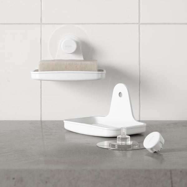 Biela nádobka na mydlo z recyklovaného plastu bez vŕtania Flex – Umbra-image-2