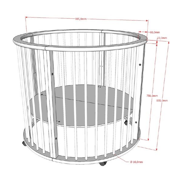 Biela detská ohrádka z bukového dreva 90x90 cm Dino – Vipack-image-3
