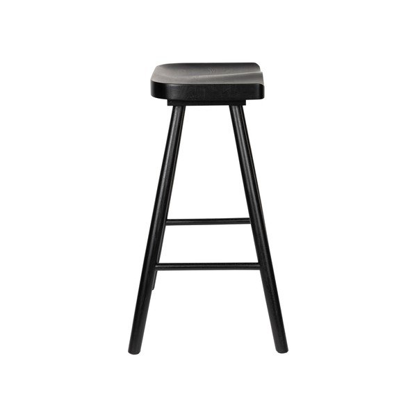 Čierna barová stolička z dubového dreva (výška sedadla 65,5 cm) Vander – White Label-image-3